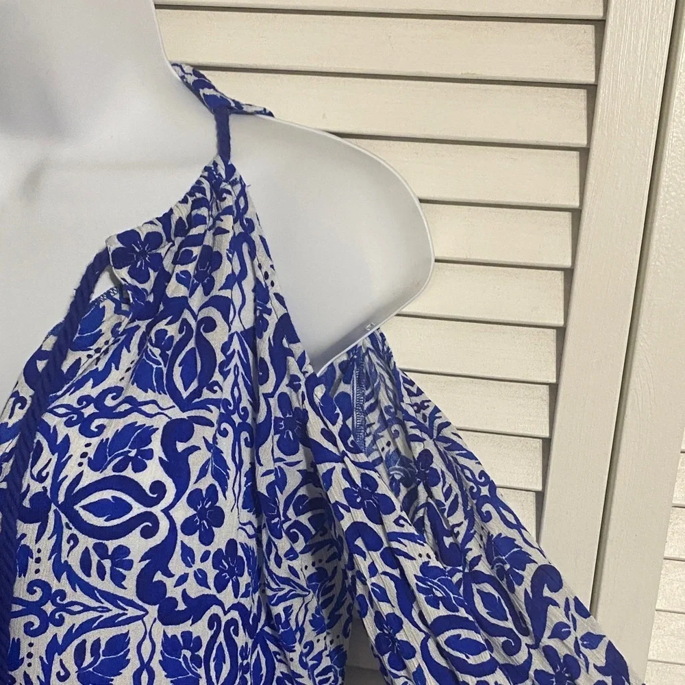 Nanette Lepore Talavera Tunic  Blue and White Women's Swim Cover-Up